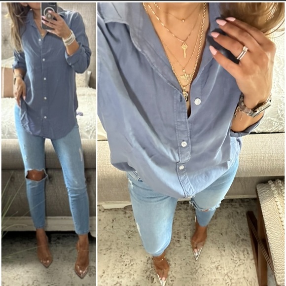 New💕 Infinity blue tencel button shirt - Picture 2 of 8